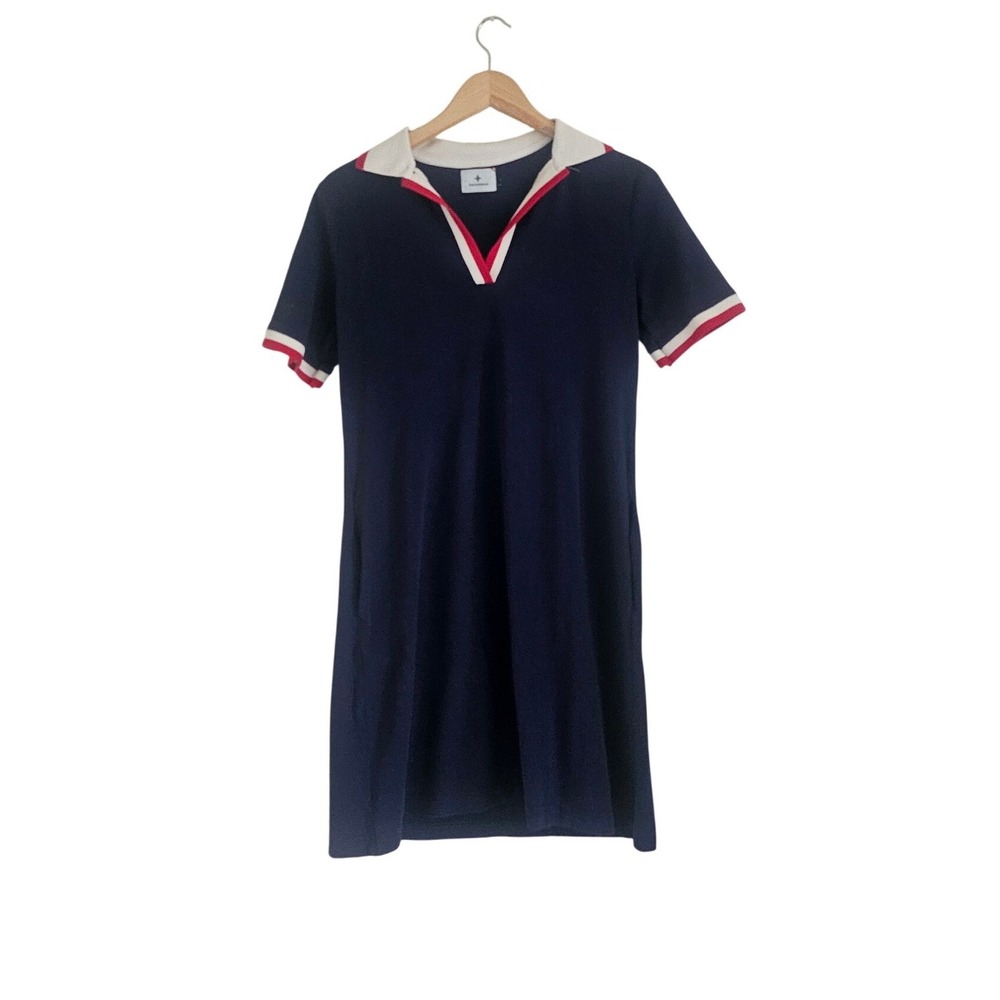 Tuckernuck Hutton Cotton Polo Mini Shift Dress Navy Size Small Preppy Tennis